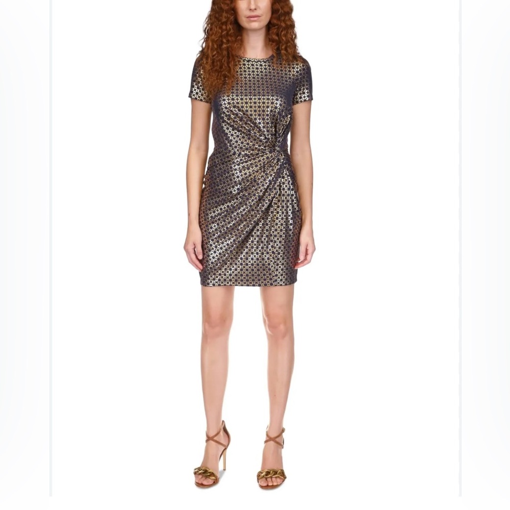 MICHAEL Michael Kors Metallic Chain-Print Knot Mini Dress